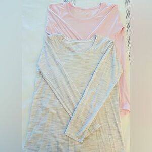 Lululemon Love Long-Sleeve Shirts Vitapink+Heathered Core Ultra Light Grey Sz 6